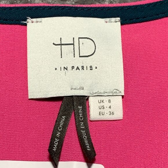 HD‎ In Paris A Line Dress Women Size 4 Pink Flutter Sleeve High-Low Hem - Picture 9 of 16